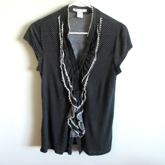 Charlotte Russe Ruffle Button Up Blouse Small - Picture 1 of 4
